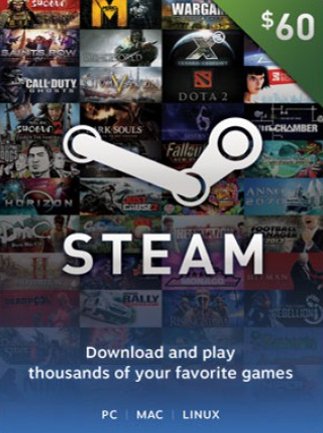 Steam Gift Card GLOBAL 60 USD - Steam Key - For USD Currency Only